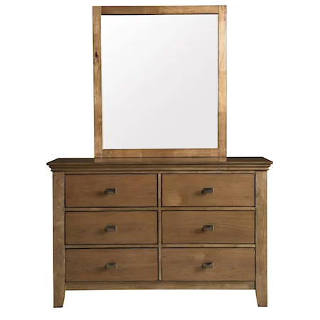 6 Drawer Dresser & Champagne Framed Mirror